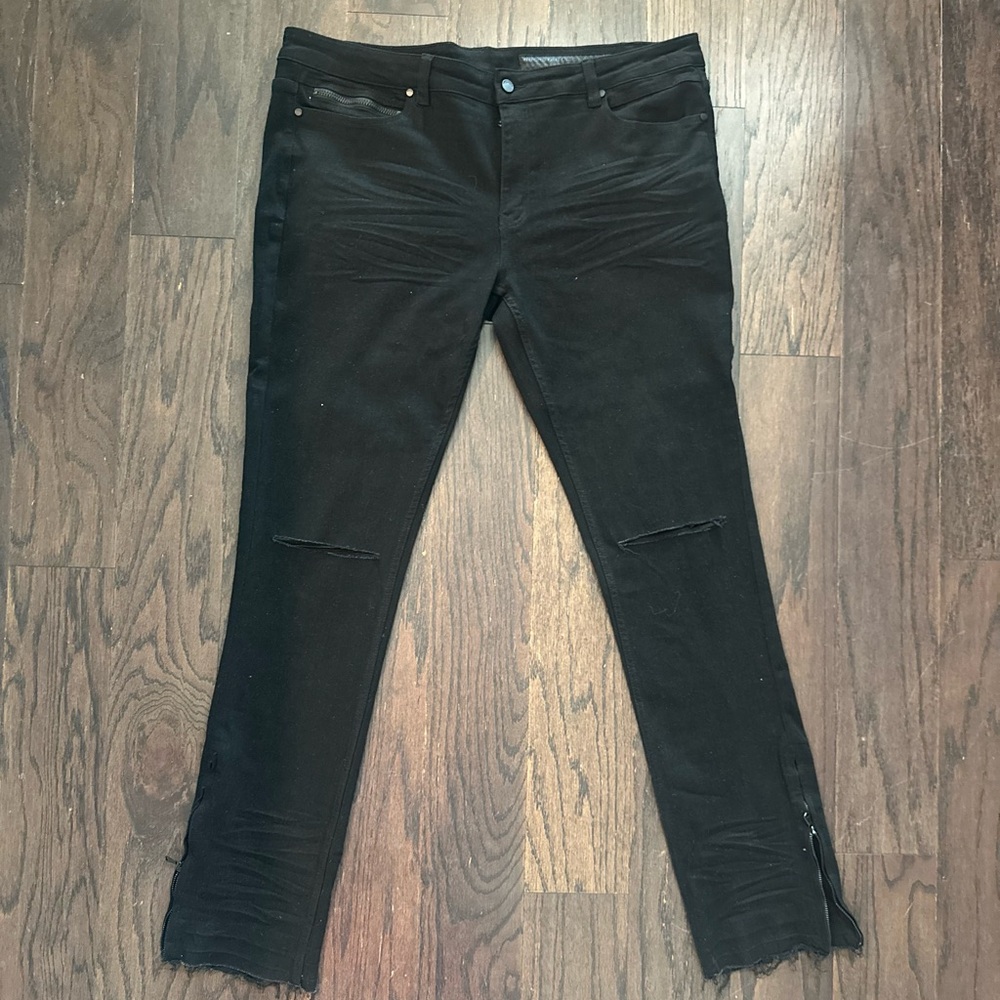 Men's Black Skinny Stacked w/ zipper for Flare Jeans